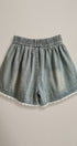 Lace Trim High Rise Vintage Wash Denim Shorts in Denim - Women's Fashion | Urban Daizy