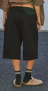 Cotton Fleece Drawstring Knee-Length Sweat Shorts in Black - Women's Fashion | Urban Daizy