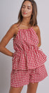 Gingham Two Piece Halter Top And Shorts Set in Red - Women's Sets | Urban Daizy