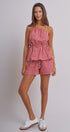 Gingham Two Piece Halter Top And Shorts Set in Red - Women's Sets | Urban Daizy