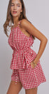 Gingham Two Piece Halter Top And Shorts Set in Red - Women's Sets | Urban Daizy