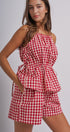 Gingham Two Piece Halter Top And Shorts Set in Red - Women's Sets | Urban Daizy