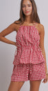 Gingham Two Piece Halter Top And Shorts Set in Red - Women's Sets | Urban Daizy