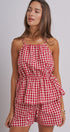 Gingham Two Piece Halter Top And Shorts Set in Red - Women's Sets | Urban Daizy