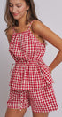 Gingham Two Piece Halter Top And Shorts Set in Red - Women's Sets | Urban Daizy