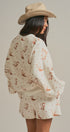 Western Boot Print Sweatshirt and Shorts Set in Cream - Women's Sets | Urban Daizy