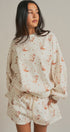 Western Boot Print Sweatshirt and Shorts Set in Cream - Women's Sets | Urban Daizy