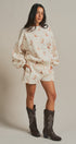 Western Boot Print Sweatshirt and Shorts Set in Cream - Women's Sets | Urban Daizy