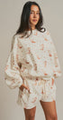 Western Boot Print Sweatshirt and Shorts Set in Cream - Women's Sets | Urban Daizy
