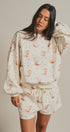 Western Boot Print Sweatshirt and Shorts Set in Cream - Women's Sets | Urban Daizy