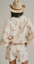Western Boot Print Sweatshirt and Shorts Set in Cream - Women's Sets | Urban Daizy