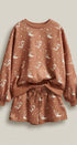 Western Boot Print Sweatshirt and Shorts Set in Rust - Women's Sets | Urban Daizy