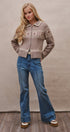 Fair Isle Wool Blend Sweater Cardigan with Collar in Mocha - Women's Cardigans & Shrugs | Urban Daizy
