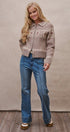Fair Isle Wool Blend Sweater Cardigan with Collar in Mocha - Women's Cardigans & Shrugs | Urban Daizy