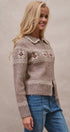 Fair Isle Wool Blend Sweater Cardigan with Collar in Mocha - Women's Cardigans & Shrugs | Urban Daizy