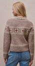 Fair Isle Wool Blend Sweater Cardigan with Collar in Mocha - Women's Cardigans & Shrugs | Urban Daizy