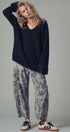 Oversized Waffle Knit V-Neck Pullover Sweater in Black - Women's Sweaters | Urban Daizy