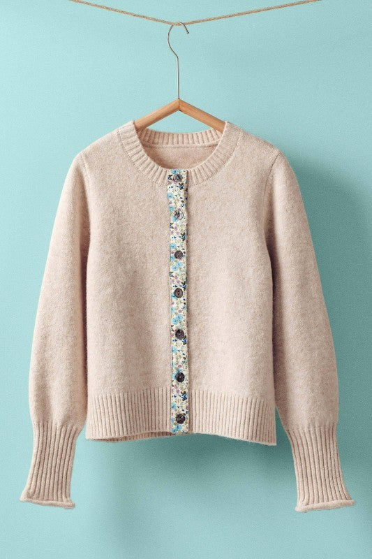 Cottage Bloom Knit Cardigan in Oatmeal - Women's Cardigans & Shrugs | Urban Daizy