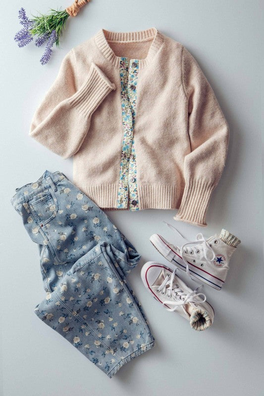 Cottage Bloom Knit Cardigan in Oatmeal - Women's Cardigans & Shrugs | Urban Daizy