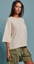 Sisters Lettering Knit Sweater Elbow Sleeve Crew Neck in Oatmeal - Women's Sweaters | Urban Daizy