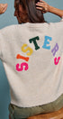 Sisters Lettering Knit Sweater Elbow Sleeve Crew Neck in Oatmeal - Women's Sweaters | Urban Daizy