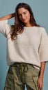 Sisters Lettering Knit Sweater Elbow Sleeve Crew Neck in Oatmeal - Women's Sweaters | Urban Daizy