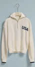 Americana Flag Quarter-Zip Knit Sweater in Ivory - Women's Sweaters | Urban Daizy