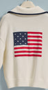 Americana Flag Quarter-Zip Knit Sweater in Ivory - Women's Sweaters | Urban Daizy