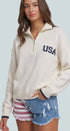 Americana Flag Quarter-Zip Knit Sweater in Ivory - Women's Sweaters | Urban Daizy