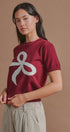 Bow Intarsia Knit Short Sleeve Sweater Tee in Burgundy - Women's Sweaters | Urban Daizy