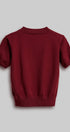 Bow Intarsia Knit Short Sleeve Sweater Tee in Burgundy - Women's Sweaters | Urban Daizy