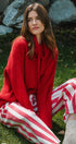 Chunky Cowl Neck Drawstring Knit Sweater in Red - Women's Sweaters | Urban Daizy