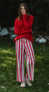 Chunky Cowl Neck Drawstring Knit Sweater in Red - Women's Sweaters | Urban Daizy