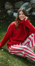 Chunky Cowl Neck Drawstring Knit Sweater in Red - Women's Sweaters | Urban Daizy