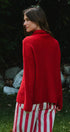 Chunky Cowl Neck Drawstring Knit Sweater in Red - Women's Sweaters | Urban Daizy