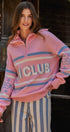 Ski Club Half Zip Pullover Sweater in Pink - Women's Sweaters | Urban Daizy