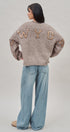 New York Sequin Letter Fuzzy Knit Sweater in Mocha - Women's Sweaters | Urban Daizy