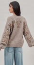 New York Sequin Letter Fuzzy Knit Sweater in Mocha - Women's Sweaters | Urban Daizy