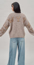 New York Sequin Letter Fuzzy Knit Sweater in Mocha - Women's Sweaters | Urban Daizy
