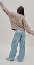 New York Sequin Letter Fuzzy Knit Sweater in Mocha - Women's Sweaters | Urban Daizy