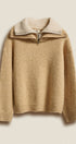 Wool Blend Half Zip Sweater With Double Collar in Camel - Women's Sweaters | Urban Daizy