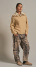 Wool Blend Half Zip Sweater With Double Collar in Camel - Women's Sweaters | Urban Daizy