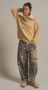 Wool Blend Half Zip Sweater With Double Collar in Camel - Women's Sweaters | Urban Daizy