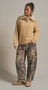 Wool Blend Half Zip Sweater With Double Collar in Camel - Women's Sweaters | Urban Daizy