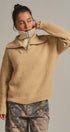 Wool Blend Half Zip Sweater With Double Collar in Camel - Women's Sweaters | Urban Daizy