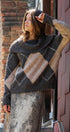 Argyle Knit Sweater with Convertible Cowl Neck in Brown - Women's Sweaters | Urban Daizy