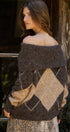 Argyle Knit Sweater with Convertible Cowl Neck in Brown - Women's Sweaters | Urban Daizy