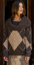 Argyle Knit Sweater with Convertible Cowl Neck in Brown - Women's Sweaters | Urban Daizy