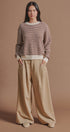 Textured Stripe Diamond Knit Sweater in Brown - Women's Sweaters | Urban Daizy