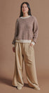 Textured Stripe Diamond Knit Sweater in Brown - Women's Sweaters | Urban Daizy